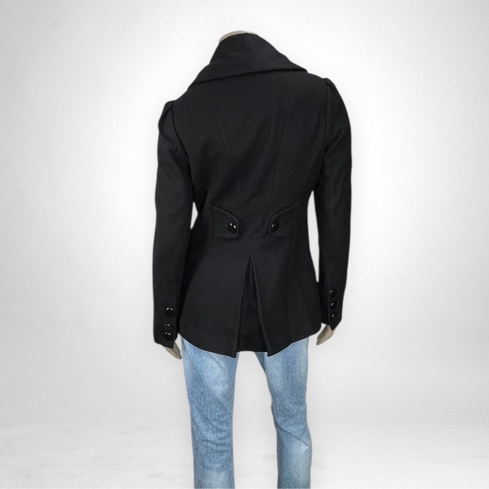 WHITE RIVET Double Breasted Black Pea Coat Petite M - Picture 4 of 11